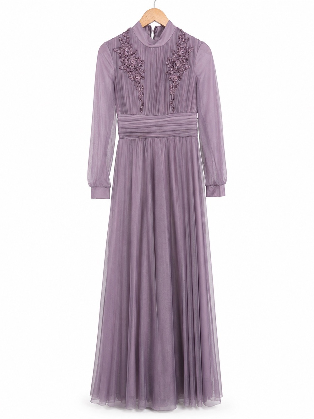 Elegant Lavender Long Sleeve Maxi Dress